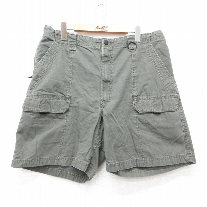 W38★古着 ラングラー Wrangler ショート ブッシュ パンツ ショーツ メンズ ダック地 濃緑 グリーン 25jun11 中古 ボトムス 短パン ショーパン