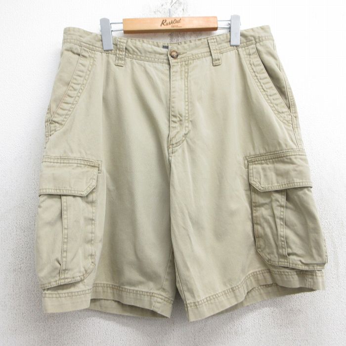 W36★古着 セントジョンズベイ ショート カーゴ パンツ ショーツ メンズ コットン ベージュ カーキ 25jun11 中古 ボトムス 短パン ショーパン