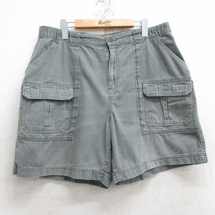W35★古着 ショート ブッシュ パンツ ショーツ メンズ コットン 濃グレー系 25jun11 中古 ボトムス 短パン ショーパン