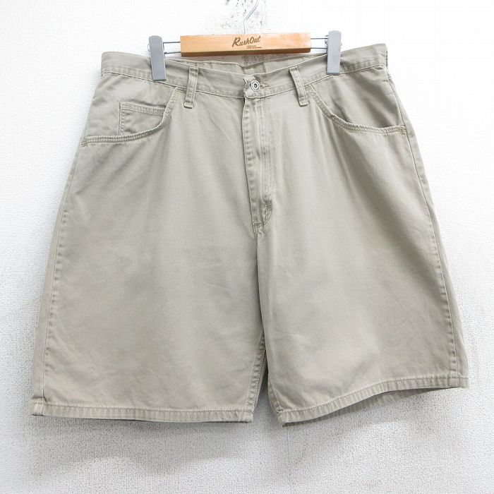 W35★古着 ラングラー Wrangler ショート パンツ ショーツ メンズ コットン ベージュ カーキ 25jun13 中古 ボトムス 短パン ショーパン ハーフ