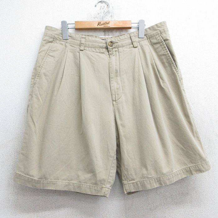 W35★古着 セントジョンズベイ ショート チノ パンツ ショーツ チノパン メンズ コットン ベージュ カーキ 25jun13 中古 ボトムス 短パン ショーパン