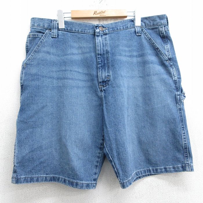 W38★古着 ラングラー Wrangler ショート ペインター パンツ ショーツ メンズ ヒゲ 紺 ネイビー デニム 25jun13 中古 ボトムス 短パン ショーパン