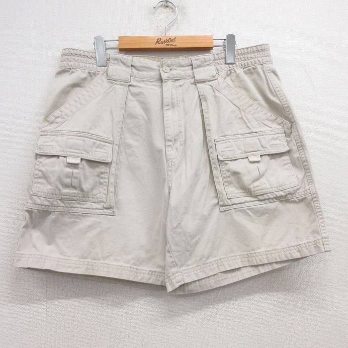 【20%OFF】W35★古着 セントジョンズベイ ショート ベイカー ブッシュ パンツ ショーツ メンズ コットン 薄ベージュ カーキ 25jun13 中古 ボトムス 短パン ショーパン