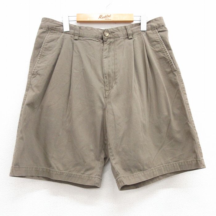 W35★古着 セントジョンズベイ ショート チノ パンツ チノパン ショーツ メンズ コットン 茶 ブラウン 25jun13 中古 ボトムス 短パン ショーパン