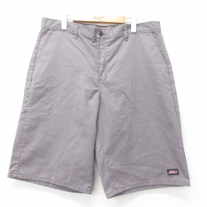 W37★古着 ディッキーズ Dickies ハーフ ワーク パンツ ショーツ メンズ グレー 25jun13 中古 ボトムス 短パン ショーパン