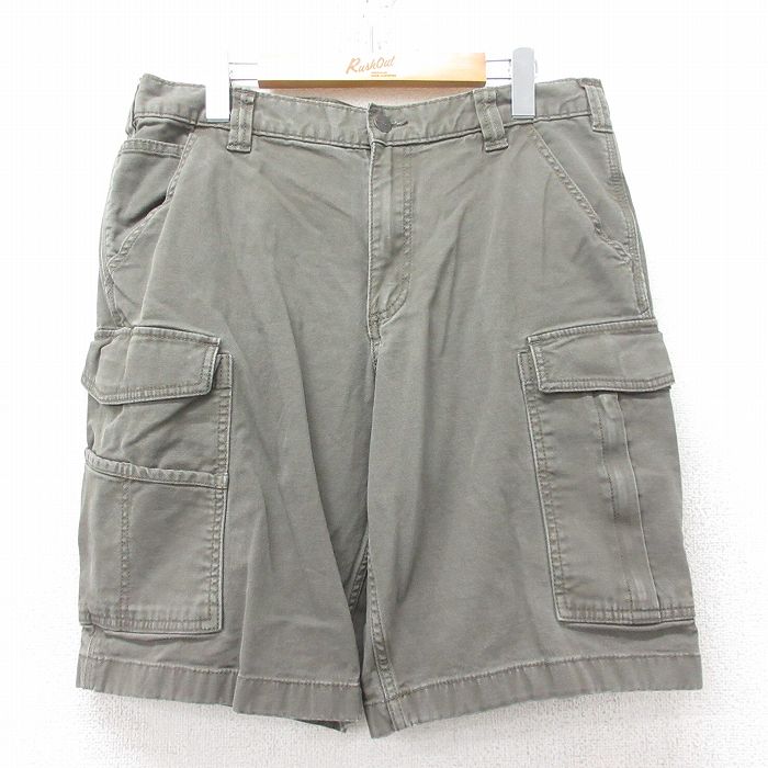 W35★古着 カーハート Carhartt ショート カーゴ パンツ ショーツ メンズ 濃緑 グリーン 25jun13 中古 ボトムス 短パン ショーパン