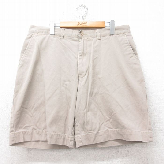 W36★古着 ラルフローレン Ralph Lauren ブランド ショート チノ パンツ チノパン ショーツ メンズ 90年代 90s PROSPECT コットン ベージュ カーキ 25jun13 中古 ボトムス 短パン ショーパン