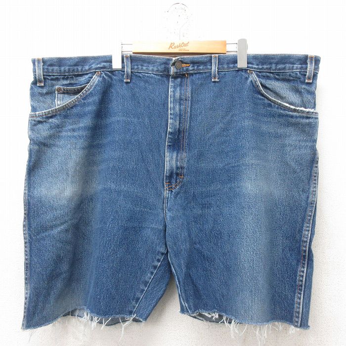 W45★古着 ディッキーズ Dickies ショート パンツ ショーツ メンズ 大きいサイズ 紺 ネイビー デニム 25jun13 中古 ボトムス 短パン ショーパン ハーフ