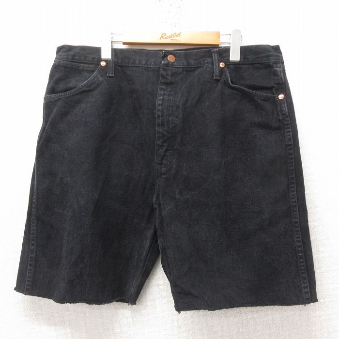 W38★古着 ラングラー Wrangler ショート パンツ ショーツ メンズ 90年代 90s コットン USA製 黒 ブラック デニム 【spe】 25jun13 中古 ボトムス 短パン ショーパン ハーフ