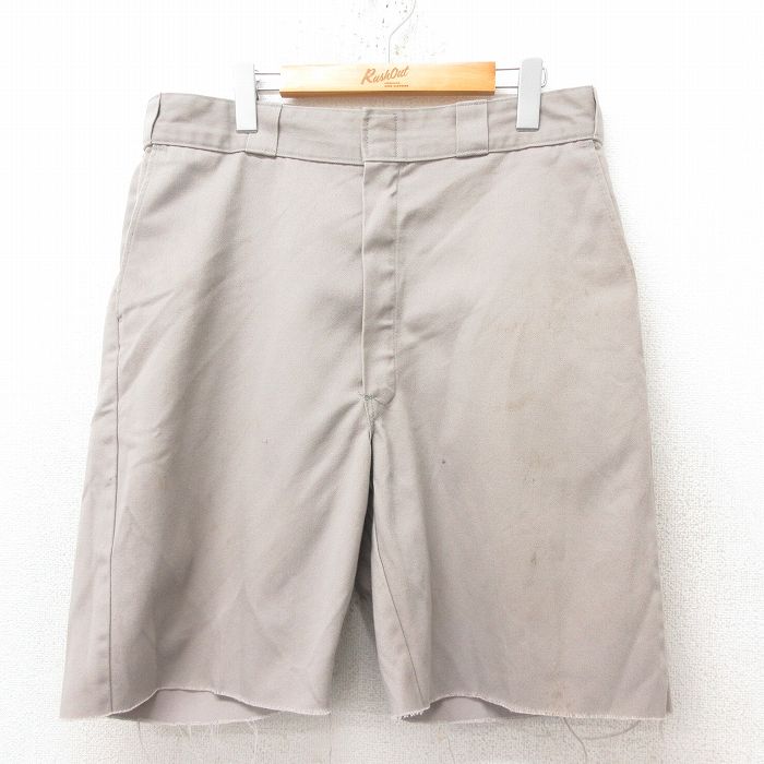 W35★古着 ディッキーズ Dickies ショート ワーク パンツ ショーツ メンズ 00年代 00s ベージュ カーキ 25jun13 中古 ボトムス 短パン ショーパン