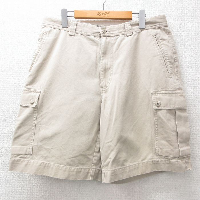 W35★古着 STRUCTURE ショート カーゴ パンツ ショーツ メンズ コットン ベージュ カーキ 25jun14 中古 ボトムス 短パン ショーパン