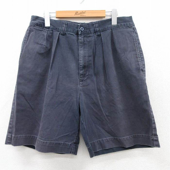 W33★古着 ラルフローレン Ralph Lauren ブランド ショート チノ パンツ ショーツ チノパン メンズ 90年代 90s コットン 紺 ネイビー 25jun14 中古 ボトムス 短パン ショーパン