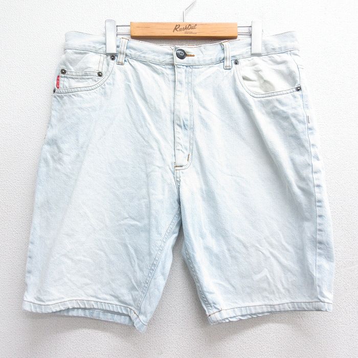 W36★古着 ビューグルボーイ ショート パンツ ショーツ メンズ 00年代 00s コットン 薄紺 ネイビー デニム 25jun14 中古 ボトムス 短パン ショーパン ハーフ