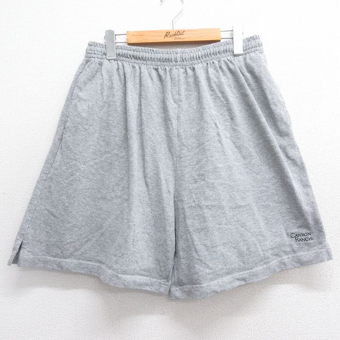 W36★古着 ショート イージー パンツ ショーツ メンズ 90年代 90s CANYON RANCH グレー 霜降り 25jun14 中古 ボトムス 短パン ショーパン