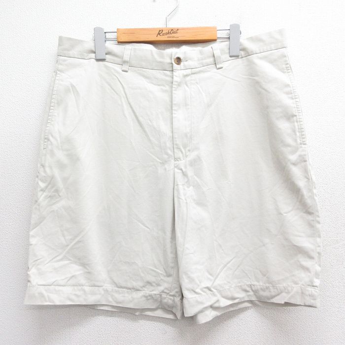 W36★古着 ブルックスブラザーズ BROOKS BROTHERS ブランド ショート パンツ ショーツ メンズ コットン 薄ベージュ カーキ 25jun14 中古 ボトムス 短パン ショーパン ハーフ