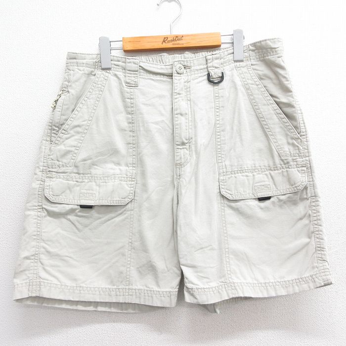 W37★古着 ラングラー Wrangler ショート ブッシュ パンツ ショーツ メンズ コットン 薄ベージュ カーキ 25jun14 中古 ボトムス 短パン ショーパン