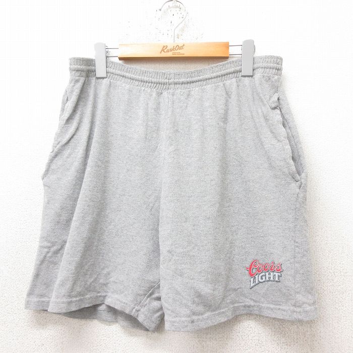 【50%OFF】W35★古着 ショート イージー パンツ ショーツ メンズ 90年代 90s クアーズライト コットン グレー 25jun14 中古 ボトムス 短パン ショーパン
