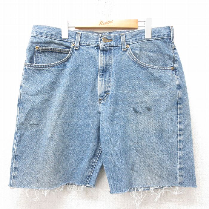 【50%OFF】W36★古着 エルエルビーン LLBEAN ショート パンツ ショーツ メンズ 90年代 90s コットン USA製 紺 ネイビー デニム 25jun14 中古 ボトムス 短パン ショーパン ハーフ