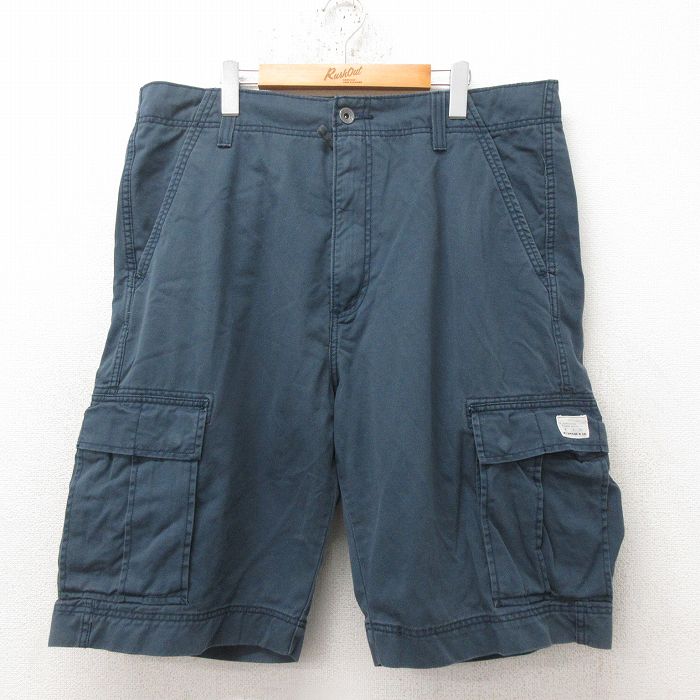 W39★古着 リーバイス Levis ショート カーゴ パンツ ショーツ メンズ 大きいサイズ コットン 紺 ネイビー 25jun14 中古 ボトムス 短パン ショーパン