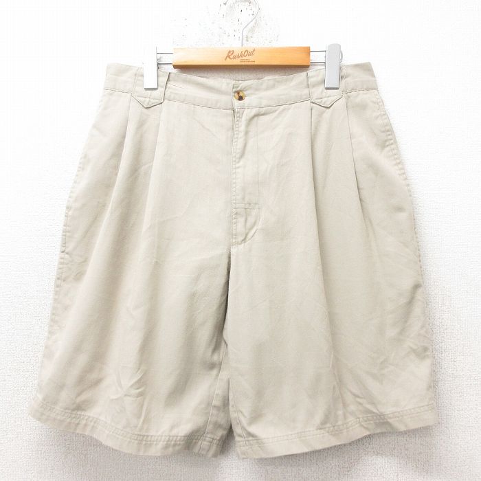 W32★古着 ビューグルボーイ ショート パンツ ショーツ メンズ 90年代 90s ベージュ カーキ 25jun14 中古 ボトムス 短パン ショーパン ハーフ