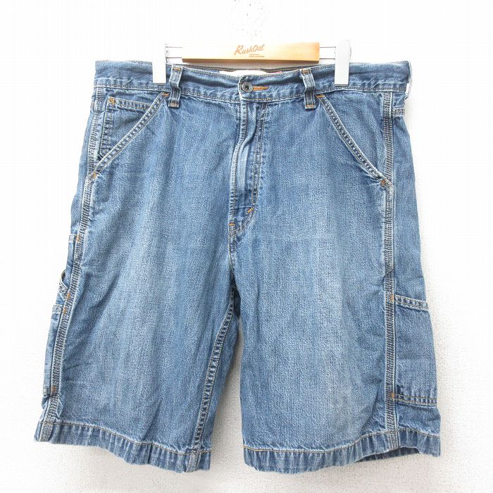 W36★古着 リーバイス Levis ショート ペインター パンツ ショーツ メンズ コットン 紺 ネイビー デニム 25jun14 中古 ボトムス 短パン ショーパン