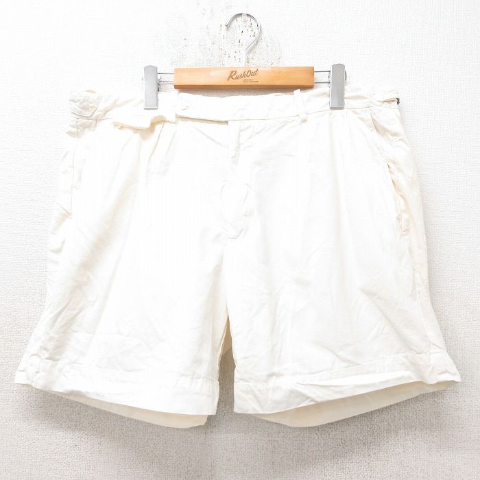 W38★古着 ラルフローレン Ralph Lauren ブランド ショート パンツ ショーツ メンズ 90年代 90s コットン 白 ホワイト 25jun14 中古 ボトムス 短パン ショーパン ハーフ
