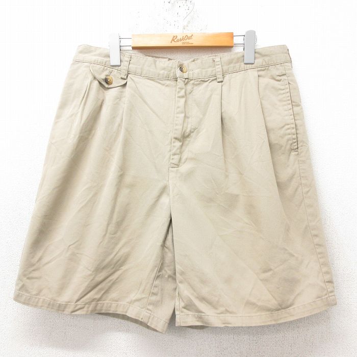 【50%OFF】W35★古着 ノーティカ NAUTICA ブランド ショート パンツ ショーツ メンズ 90年代 90s コットン ベージュ カーキ 25jun14 中古 ボトムス 短パン ショーパン ハーフ