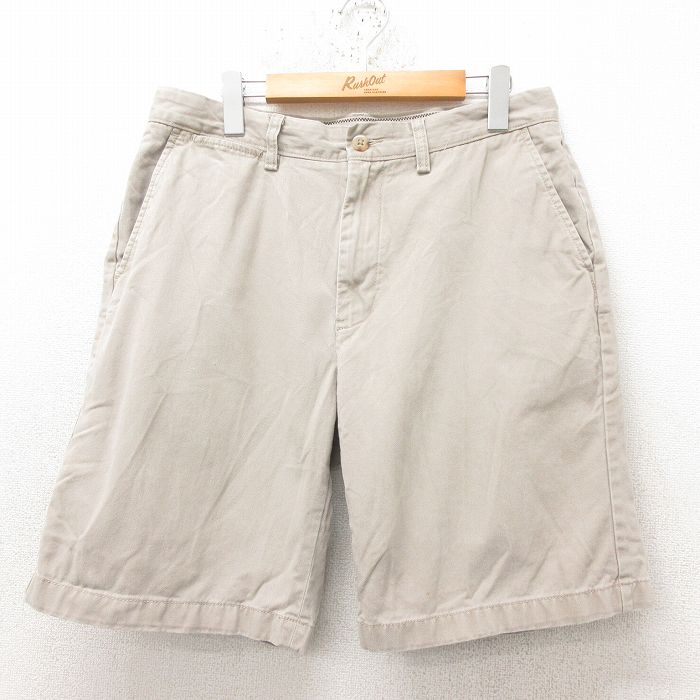 W33★古着 ノーティカ NAUTICA ブランド ショート チノ パンツ チノパン ショーツ メンズ コットン ベージュ カーキ 25jun14 中古 ボトムス 短パン ショーパン