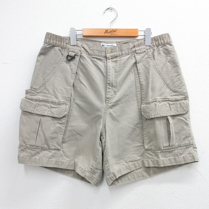 W37★古着 コロンビア COLUMBIA ショート ブッシュ パンツ ショーツ メンズ 00年代 00s ダック地 コットン ベージュ カーキ 25jun16 中古 ボトムス 短パン ショーパン