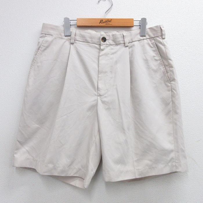 W36★古着 ブルックスブラザーズ BROOKS BROTHERS ブランド ショート パンツ ショーツ メンズ ゴルフ 薄ベージュ カーキ 25jun16 中古 ボトムス 短パン ショーパン ハーフ