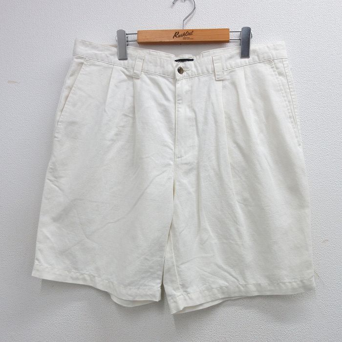 W39★古着 ドッカーズ ショート パンツ ショーツ メンズ 00年代 00s リネン 白 ホワイト 【spe】 25jun16 中古 ボトムス 短パン ショーパン ハーフ