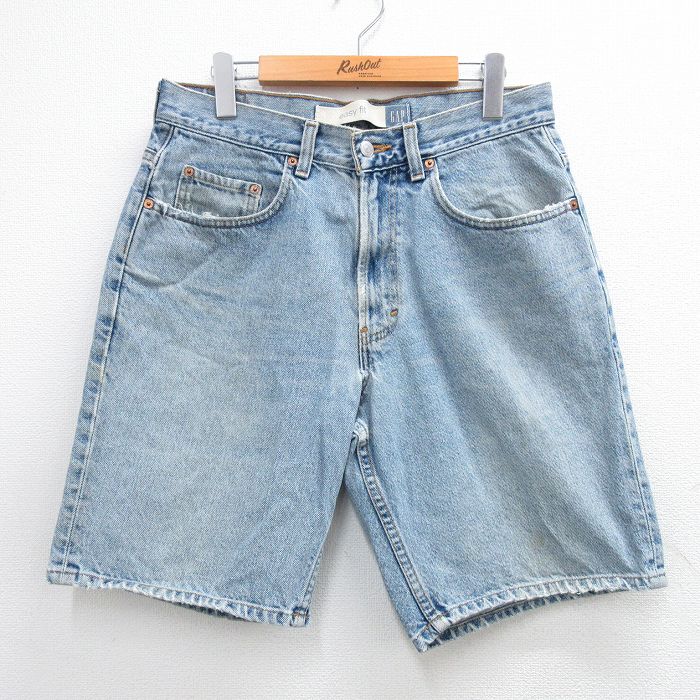 【20%OFF】W32★古着 ギャップ GAP ショート パンツ ショーツ メンズ 00年代 00s コットン 紺 ネイビー デニム 25jun16 中古 ボトムス 短パン ショーパン ハーフ