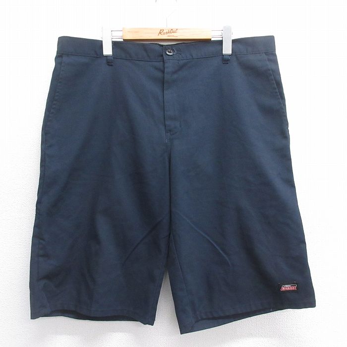 W39★古着 ディッキーズ Dickies ハーフ ワーク パンツ ショーツ メンズ 大きいサイズ 紺 ネイビー 25jun16 中古 ボトムス 短パン ショーパン
