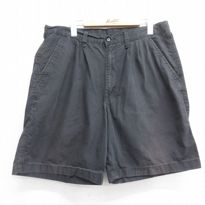 【20%OFF】W37★古着 ラングラー Wrangler ショート パンツ ショーツ メンズ コットン 黒 ブラック 25jun16 中古 ボトムス 短パン ショーパン ハーフ