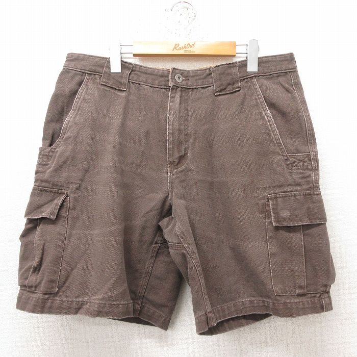【20%OFF】W36★古着 DULUTH TRADING ショート カーゴ パンツ ショーツ メンズ ダック地 コットン こげ茶 ブラウン 25jun16 中古 ボトムス 短パン ショーパン