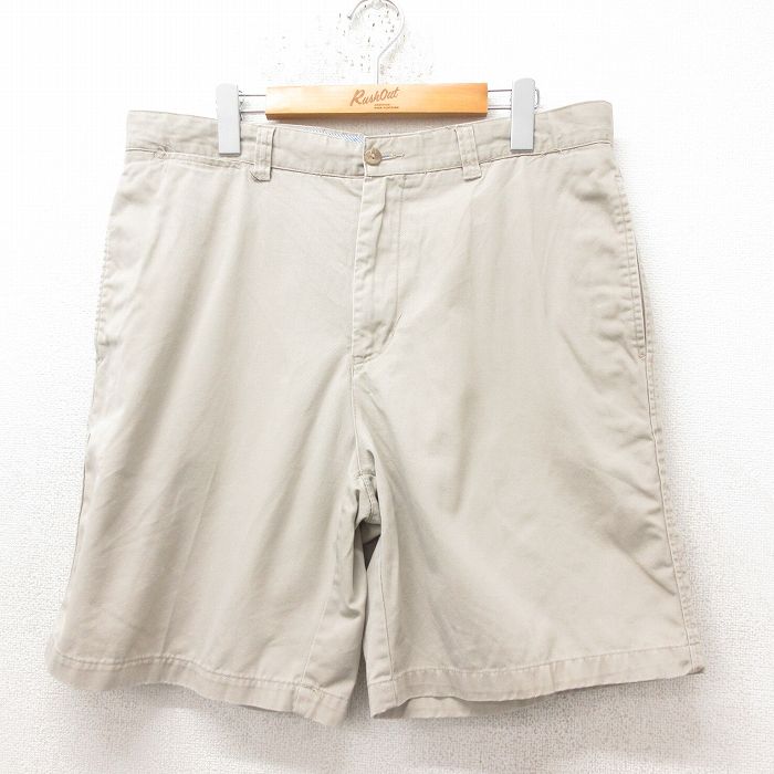 【50%OFF】W35★古着 ショート チノ パンツ チノパン ショーツ メンズ コットン ベージュ カーキ 25jun16 中古 ボトムス 短パン ショーパン