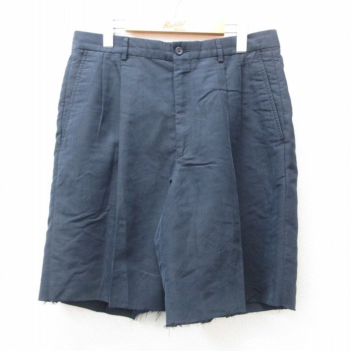 W34★古着 ショート パンツ ショーツ メンズ 紺 ネイビー 25jun17 中古 ボトムス 短パン ショーパン ハーフ