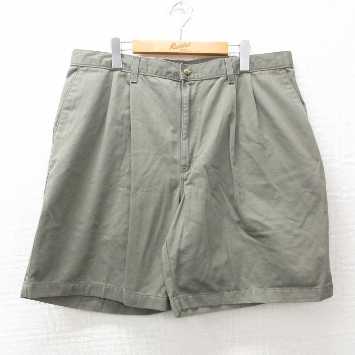 【20%OFF】W38★古着 ラングラー Wrangler ショート パンツ ショーツ メンズ コットン ベージュ系 カーキ 25jun17 中古 ボトムス 短パン ショーパン ハーフ