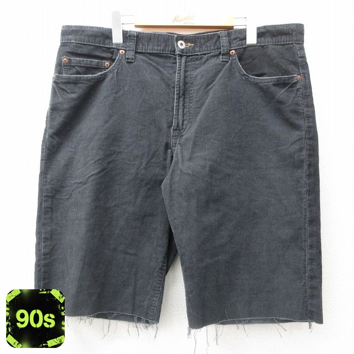 ラッキーブランド 90s ショートコーデュロイパンツ ブラック W37 | 古着
