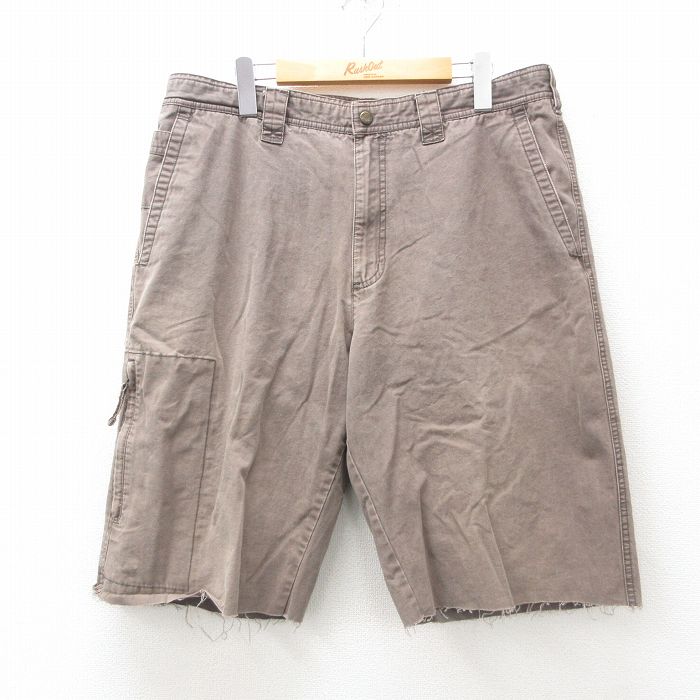 【20%OFF】W36★古着 コロンビア COLUMBIA ショート パンツ ショーツ メンズ 00年代 00s ダック地 コットン 茶系 ブラウン 25jun17 中古 ボトムス 短パン ショーパン ハーフ