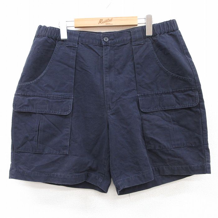 W36★古着 ショート ブッシュ パンツ ショーツ メンズ SAVANE ダック地 コットン 紺 ネイビー 25jun17 中古 ボトムス 短パン ショーパン