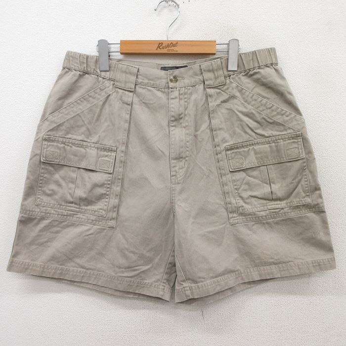 【50%OFF】W35★古着 ショート ブッシュ パンツ ショーツ メンズ コットン ベージュ系 カーキ 25jun17 中古 ボトムス 短パン ショーパン