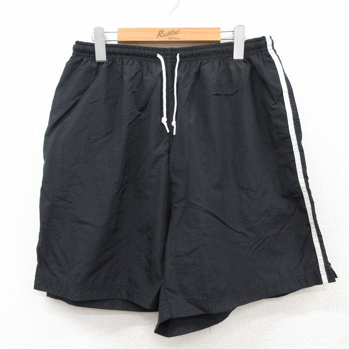 W35★古着 ショート トレーニング パンツ ショーツ メンズ 90年代 90s 黒他 ブラック 25jun17 中古 ボトムス 短パン ショーパン