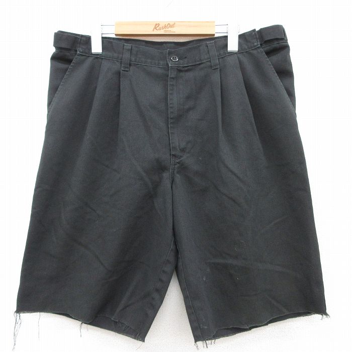 W36★古着 ディッキーズ Dickies ショート ワーク パンツ ショーツ メンズ 黒 ブラック 25jun17 中古 ボトムス 短パン ショーパン