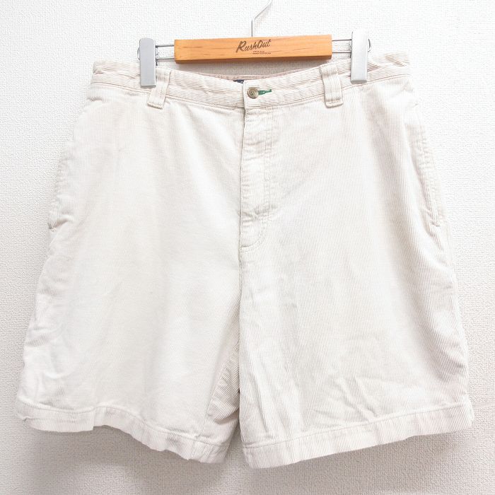 【50%OFF】W32★古着 トミーヒルフィガー TOMMY HILFIGER ショート ブランド コーデュロイ パンツ ショーツ メンズ 90年代 90s ワンポイントロゴ コットン 薄ベージュ カーキ 25jun17 中古 ボトムス 短パン ショーパン