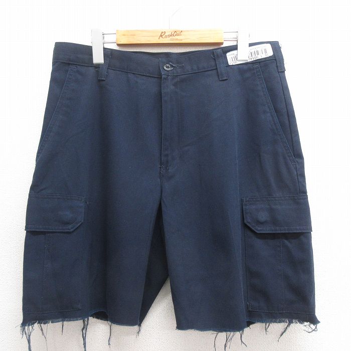 W33★古着 ショート ワーク カーゴ パンツ ショーツ メンズ CiNTAS 紺 ネイビー 25jun17 中古 ボトムス 短パン ショーパン