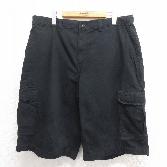 W35★古着 ディッキーズ Dickies ワーク カーゴ ショート パンツ ショーツ メンズ コットン 黒 ブラック 25jun17 中古 ボトムス 短パン ショーパン ハーフ