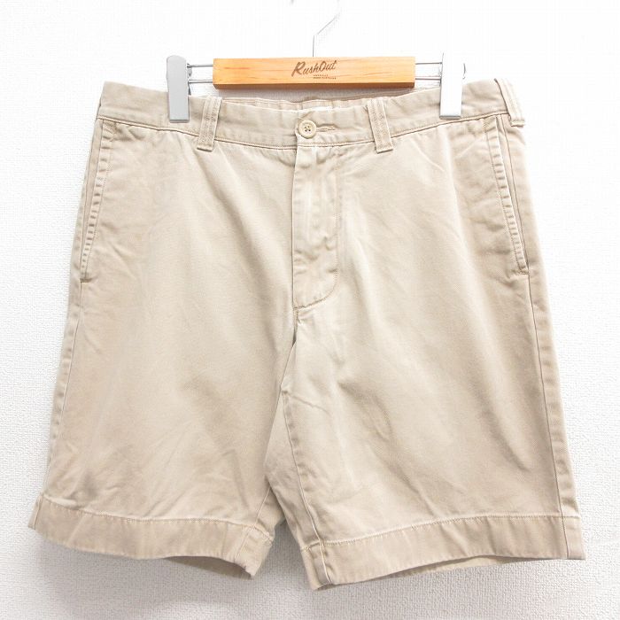 W32★古着 ジェイクルー J.CREW ショート チノ パンツ チノパン ショーツ メンズ コットン ベージュ カーキ 25jun17 中古 ボトムス 短パン ショーパン