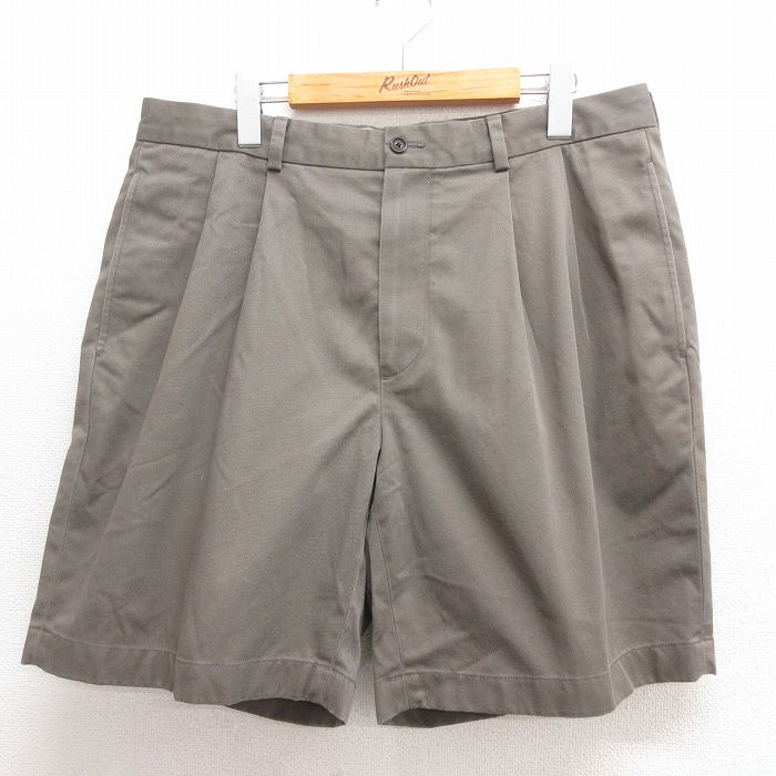 W35★古着 ブルックスブラザーズ BROOKS BROTHERS ブランド ショート パンツ ショーツ メンズ コットン ベージュ系 カーキ 25jun18 中古 ボトムス 短パン ショーパン ハーフ