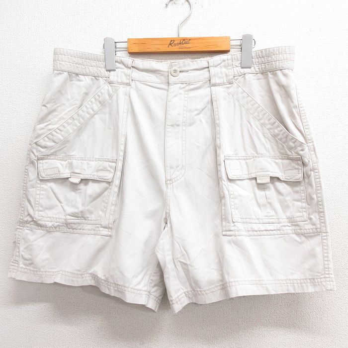 W37★古着 セントジョンズベイ ショート パンツ ショーツ メンズ コットン 薄ベージュ カーキ 25jun18 中古 ボトムス 短パン ショーパン ハーフ